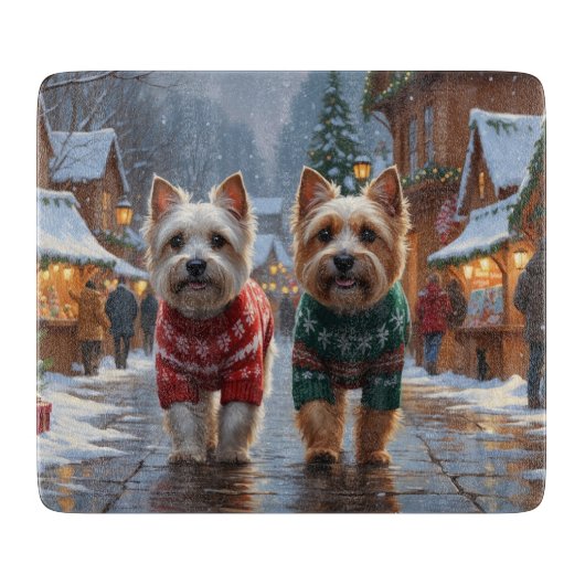 Cairn Terrier Dogs Christmas Snow Holiday Schneidebrett (Vorderseite)