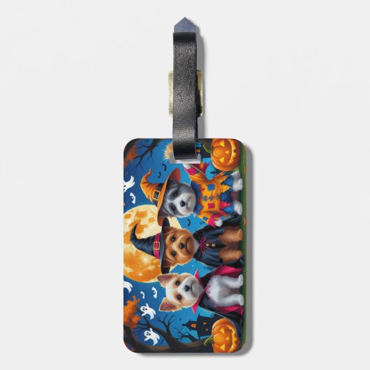 Cairn Terrier Dogs Pumpkin Halloween Funny Gepäckanhänger (Rückseite vertikal)