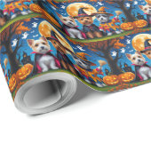 Cairn Terrier Dogs Pumpkin Halloween Funny Geschenkpapier (Rolleneckpunkt)
