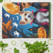 Cairn Terrier Dogs Pumpkin Halloween Funny Geschirrtuch (Gefaltet)