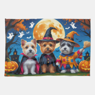 Cairn Terrier Dogs Pumpkin Halloween Funny Geschirrtuch