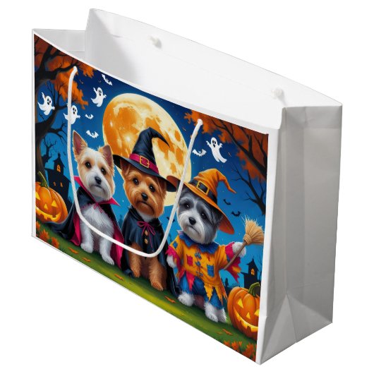 Cairn Terrier Dogs Pumpkin Halloween Funny Große Geschenktüte (Vorderseite Schrägansicht)