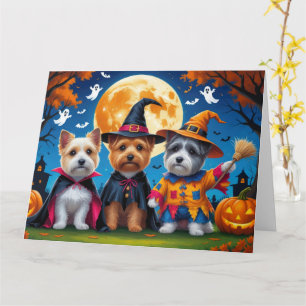 Cairn Terrier Dogs Pumpkin Halloween Funny Karte