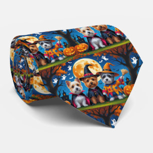 Cairn Terrier Dogs Pumpkin Halloween Funny Krawatte