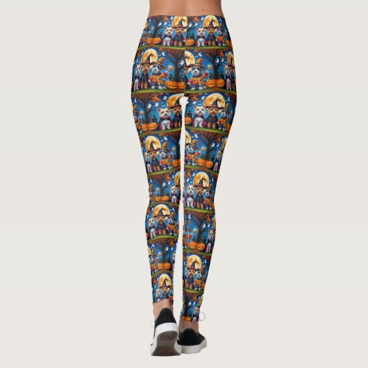 Cairn Terrier Dogs Pumpkin Halloween Funny Leggings (Rückseite)