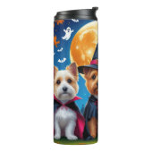 Cairn Terrier Dogs Pumpkin Halloween Funny Thermosbecher (Nach links gedreht)