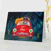 Cairn Terrier Driving Car Beängstigend Halloween Karte (Gelbe Blume)