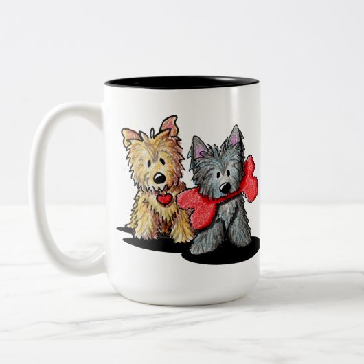 Cairn Terrier Duo Zwei-Tone-Tasse Zweifarbige Tasse (Links)