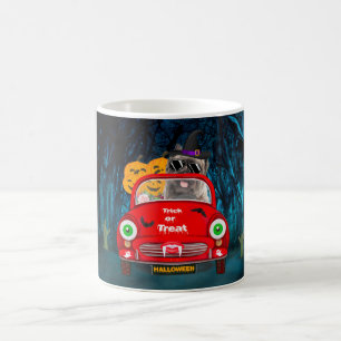Cairn Terrier fährt Auto Gruseliges Halloween Kaffeetasse
