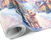 Cairn Terrier Festive Lamppost Village Christmas Geschenkpapier (Rolleneckpunkt)