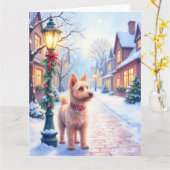 Cairn Terrier Festive Lamppost Village Christmas Karte (Gelbe Blume)