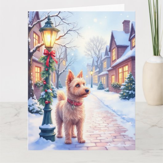 Cairn Terrier Festive Lamppost Village Christmas Karte (Vorderseite)