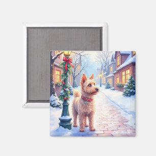 Cairn Terrier Festives Laternenpfosten Dorf Weihna Magnet