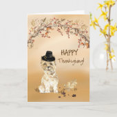 Cairn Terrier Funny Pilgrim Hat Erntedank Karte (Gelbe Blume)
