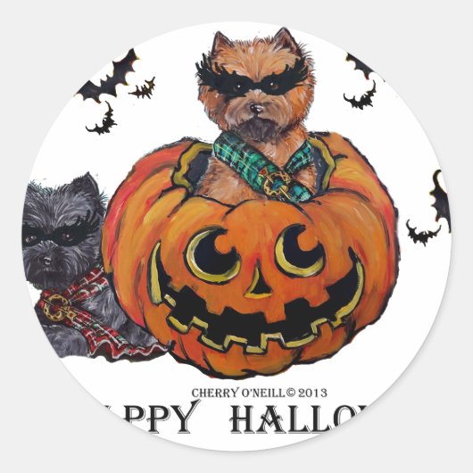 Cairn Terrier Halloween Runder Aufkleber (Vorderseite)