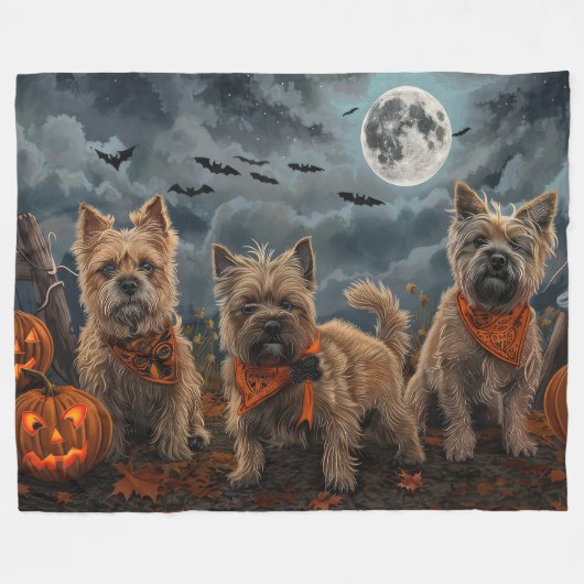 Cairn Terrier Halloween Spooky Fleecedecke (Vorderseite (Horizontal))