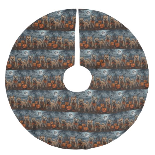 Cairn Terrier Halloween Spooky Polyester Weihnachtsbaumdecke (Vorderseite)