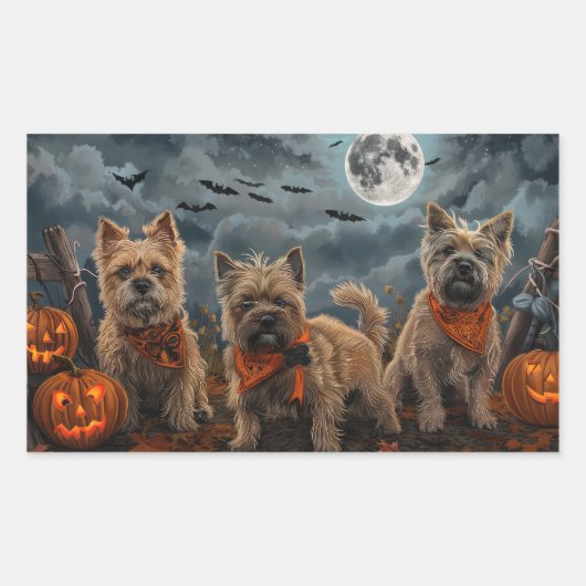 Cairn Terrier Halloween Spooky Rechteckiger Aufkleber (Vorderseite)