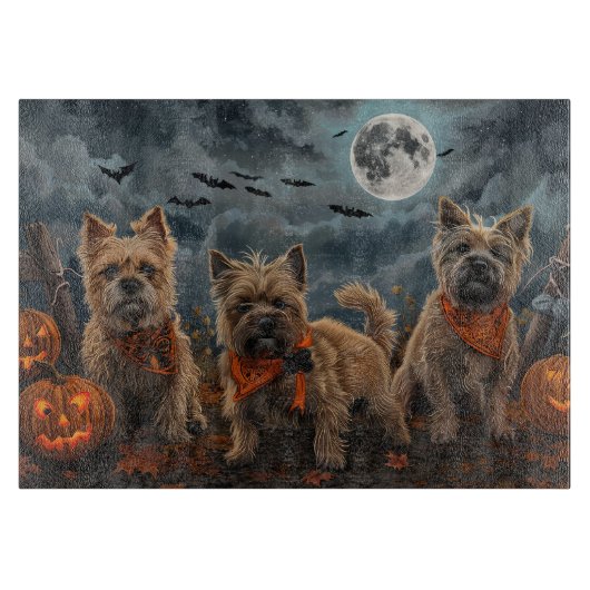 Cairn Terrier Halloween Spooky Schneidebrett (Vorderseite)
