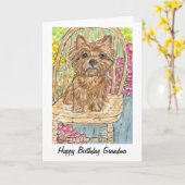 Cairn Terrier Happy Birthday Oma Gran Card Karte (Gelbe Blume)