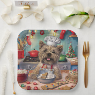 Cairn Terrier Holiday Baking: Feierliche Weihnacht Pappteller