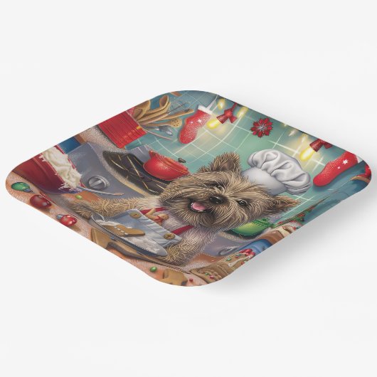 Cairn Terrier Holiday Baking: Feierliche Weihnacht Pappteller (Gewinkelt)