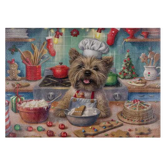 Cairn Terrier Holiday Baking: Feierliche Weihnacht Schneidebrett (Vorderseite)