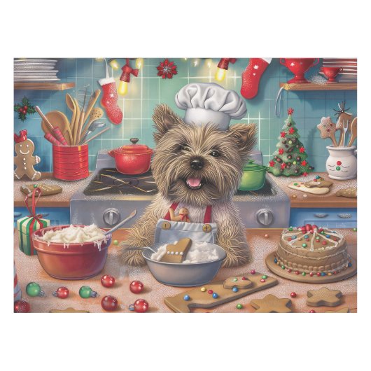 Cairn Terrier Holiday Baking: Feierliche Weihnacht Tischdecke (Vorderseite (Horizontal))