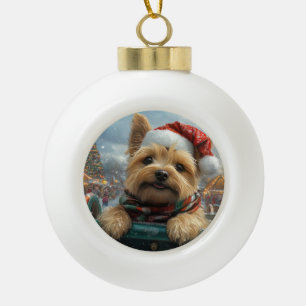 Cairn Terrier Hund Achterbahn Weihnachten Keramik Kugel-Ornament