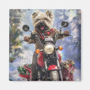 Cairn Terrier Hund fährt Motorrad Weihnachten Magnet