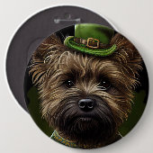Cairn Terrier Hund in St. Patrick's Day Dress Button (Vorne & Hinten)