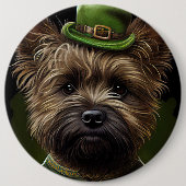 Cairn Terrier Hund in St. Patrick's Day Dress Button (Vorderseite)