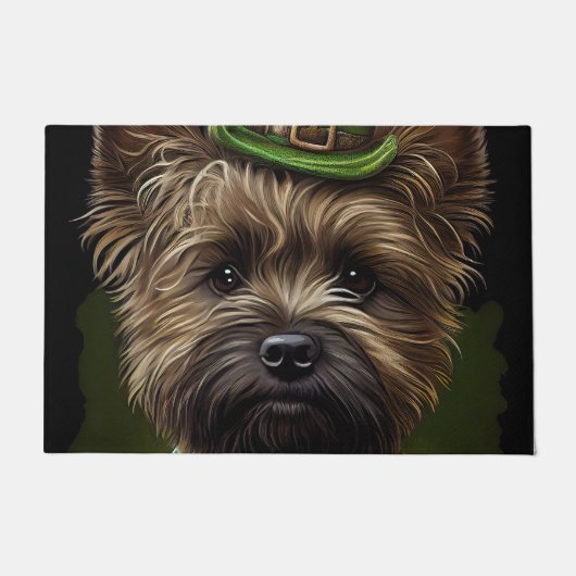 Cairn Terrier Hund in St. Patrick's Day Dress Fußmatte (Vorderseite)