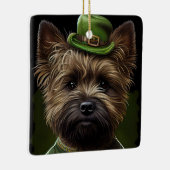 Cairn Terrier Hund in St. Patrick's Day Dress Keramikornament (Rechts)