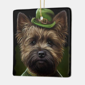 Cairn Terrier Hund in St. Patrick's Day Dress Keramikornament (Links)