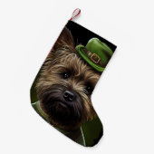 Cairn Terrier Hund in St. Patrick's Day Dress Kleiner Weihnachtsstrumpf (Vorderansicht (hängend))