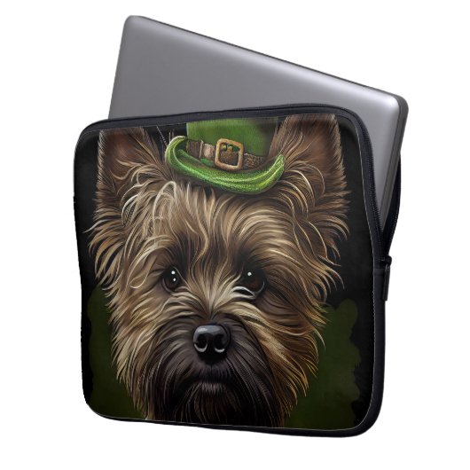 Cairn Terrier Hund in St. Patrick's Day Dress Laptopschutzhülle (Vorderseite Links)