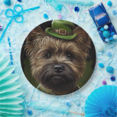 Cairn Terrier Hund in St. Patrick's Day Dress Pappteller (Party)