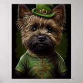 Cairn Terrier Hund in St. Patrick's Day Dress Poster (Vorne)