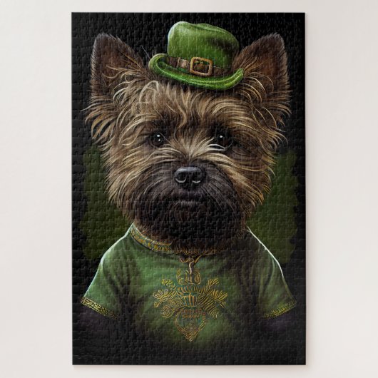 Cairn Terrier Hund in St. Patrick's Day Dress Puzzle (Vertikal)