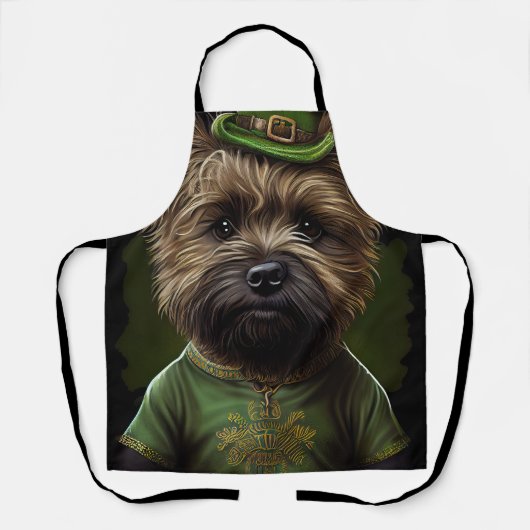 Cairn Terrier Hund in St. Patrick's Day Dress Schürze (Vorderseite)