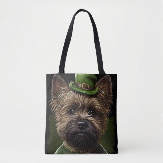 Cairn Terrier Hund in St. Patrick's Day Dress Tasche (Vorderseite)