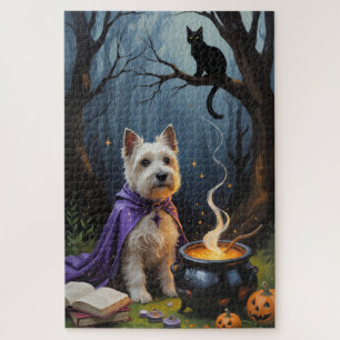 Cairn Terrier Hund Whimsical Halloween-Malerei Puzzle