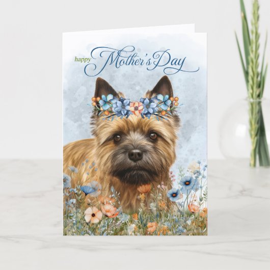 Cairn Terrier Hund Wildblumen Muttertag Feiertagskarte (Vorderseite)