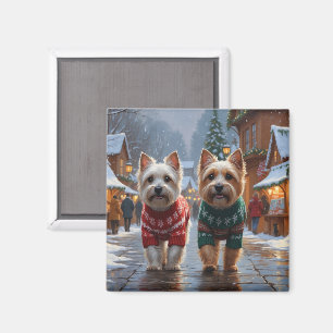 Cairn Terrier Hunde Weihnachten Schnee Feiertag  Magnet