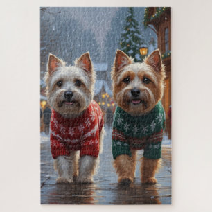 Cairn Terrier Hunde Weihnachten Schnee Feiertag Puzzle