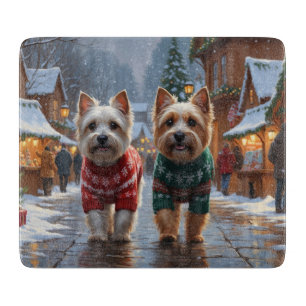 Cairn Terrier Hunde Weihnachten Schnee Feiertag Schneidebrett