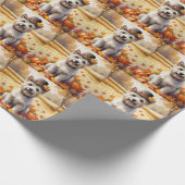 Cairn Terrier im Herbst hinterlässt Erntedank Art Geschenkpapier (Ecke)