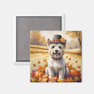 Cairn Terrier im Herbst hinterlässt Erntedank Art Magnet