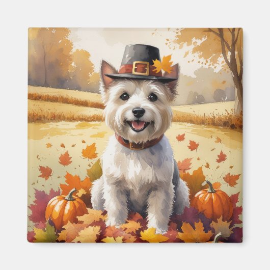 Cairn Terrier im Herbst hinterlässt Erntedank Art Magnet (Vorne)